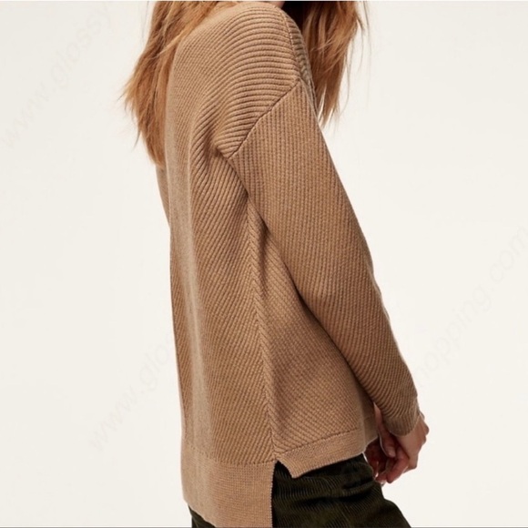 Aritzia Wilfred Free Isabelli Sweater in Tan Constant Camel Merino Wool Size XXS - Picture 2 of 5